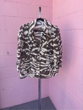 Zenergy Brown & Cream Patterned Utility Jacket